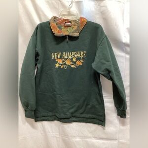 Green New Hampshire Sweatshirt with Floral Collar